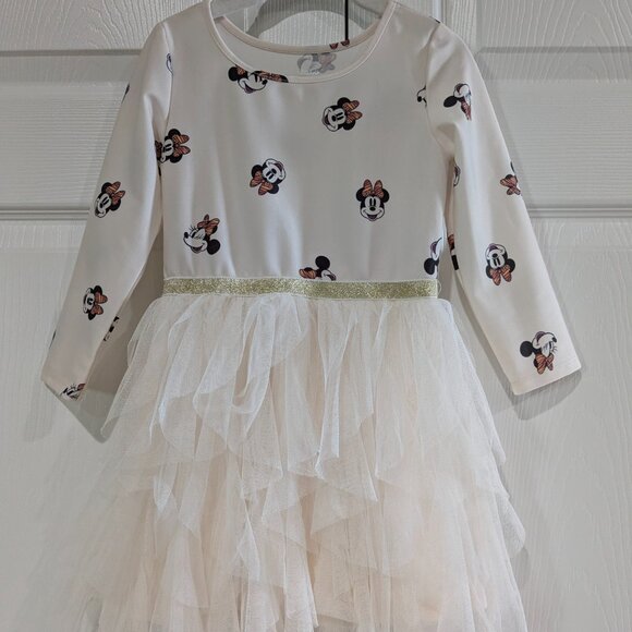 Disney Junior Minnie Mouse Girl's Tulle Dress Size 4T, Twirly Skirt, Long Sleeve - Picture 2 of 13